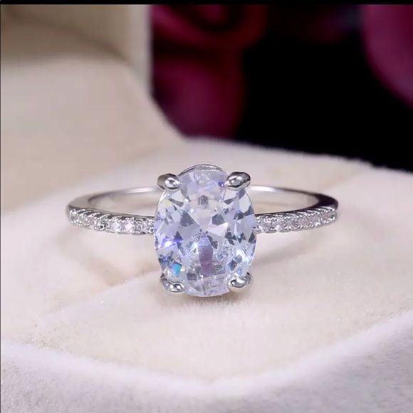 New 925 Silver White Sapphire Ring New - Picture 6 of 7